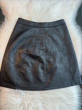 Zara Black Faux Leather A-Line Mini Skirt
